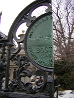 half a boston city seal, at the public garden entrance