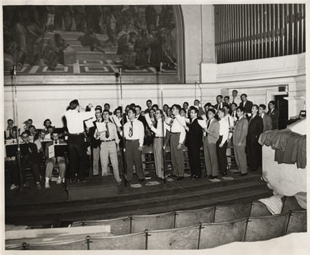 Virginia Glee Club recording first Songs of the University of Virginia, Old Cabell Hall, 1947