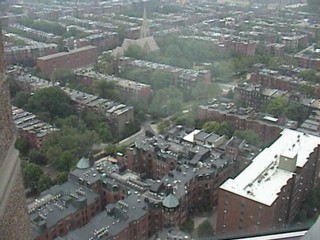 The view from the southeast facing window in our room at the Copley Marriott, 19 July 2002.