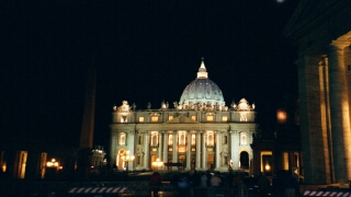 The lovely facade of St Peter's, restored in time for the Millennium.