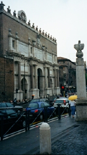 The arch at the entrance to the Piazza was originally one of the main entrance gates to Rome.