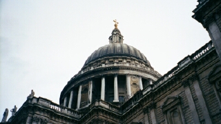 The dome of St Paul's Cathedral, as seen from the ground.  It's quite a climb.