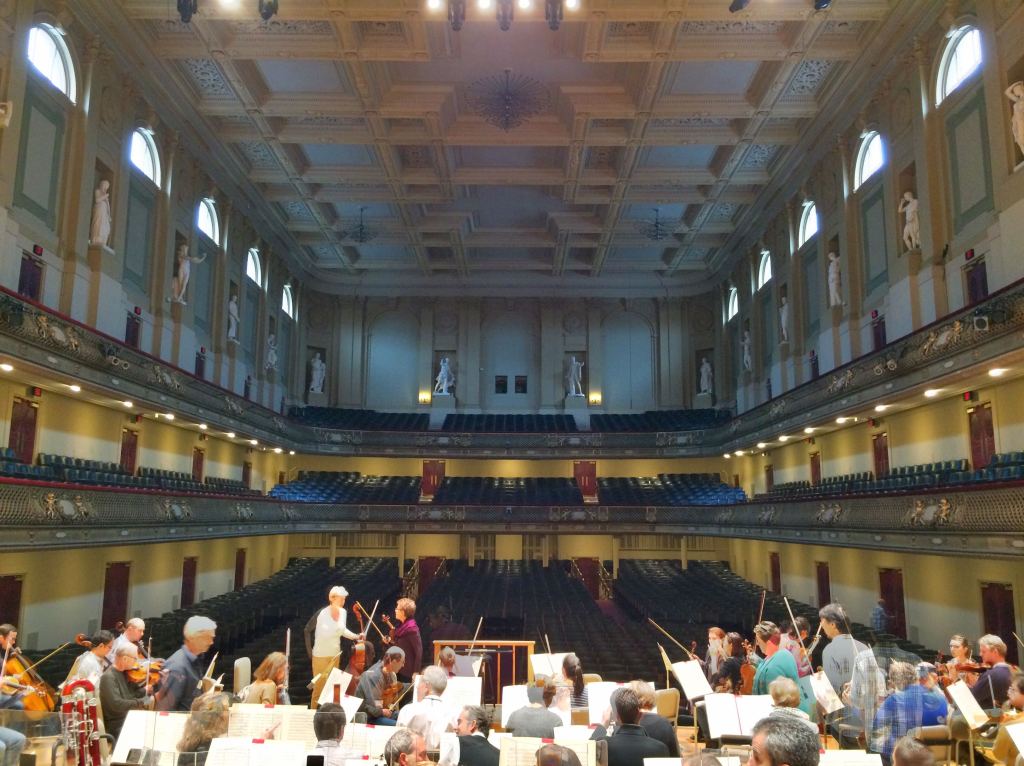 Symphony Hall, orchestra rehearsal for the Brahms Requiem.