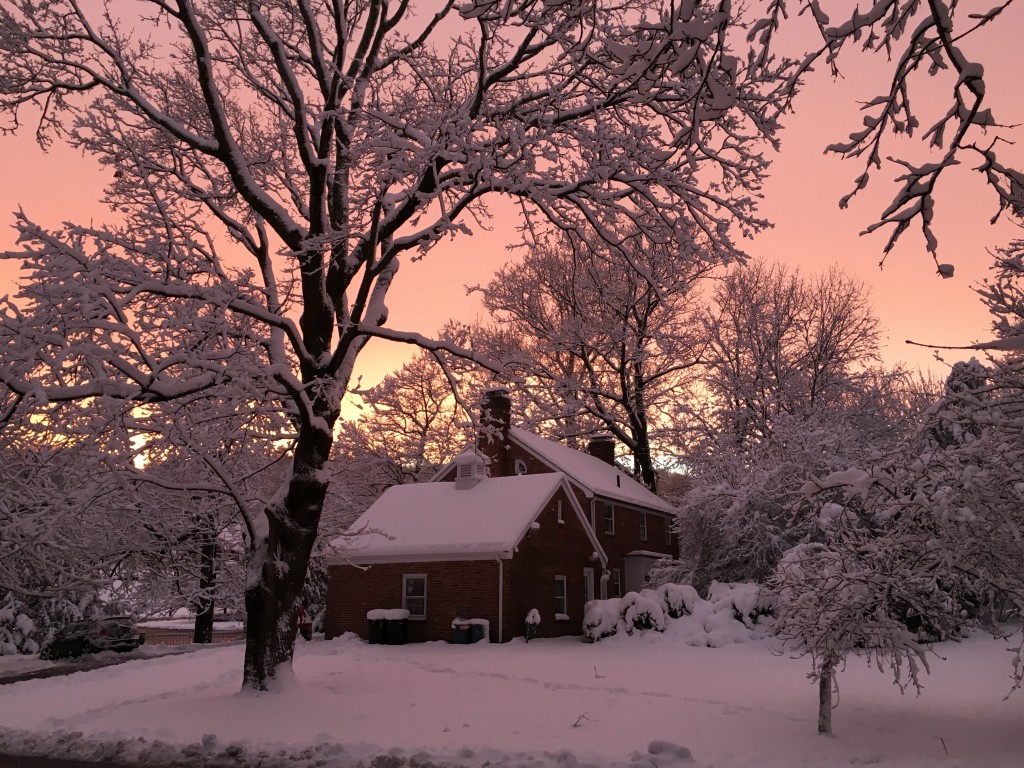 Snowstorm sunset