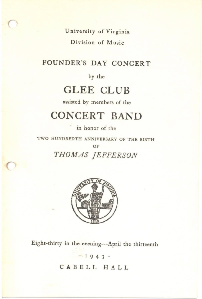 Concert program from the 1943 premiere of Randall Thompson's Testament of Freedom